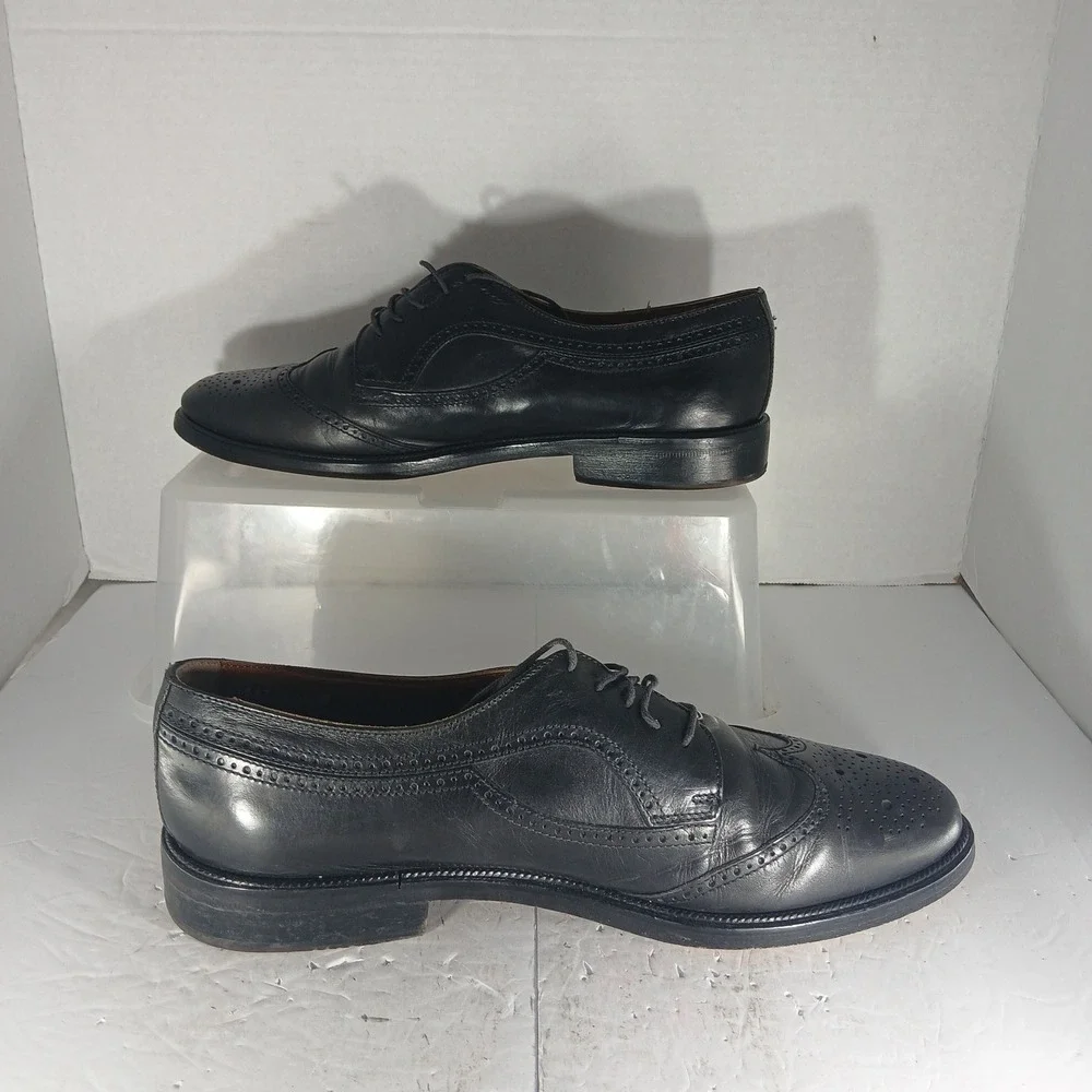 Cable & Co Wingtip Oxford 12 Black Leather Italian Brogue Dress Shoes 1317 4713